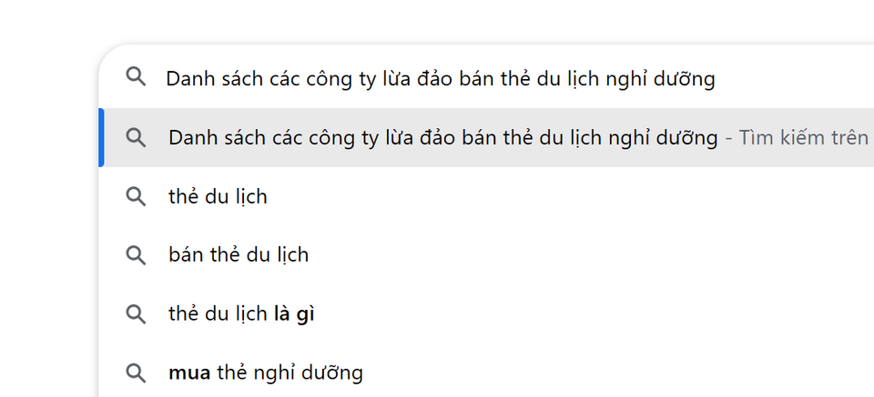 Danh sách các công ty bị cáo buộc lừa đảo dưới hình thức bán thẻ du lịch nghỉ dưỡng