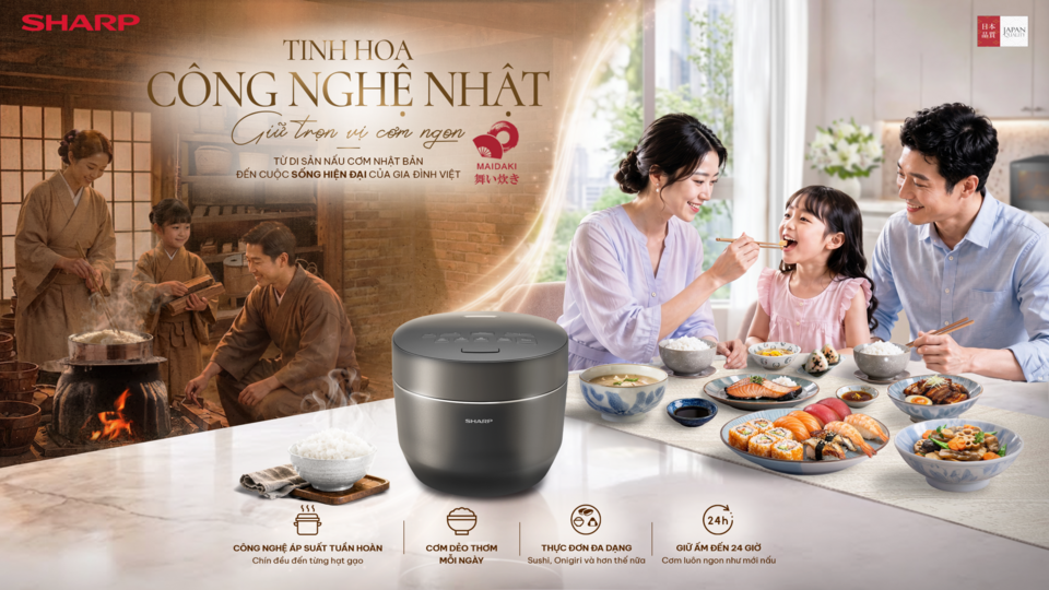 Sharp Maidaki - Tinh hoa nấu cơm chuẩn Nhật cho gia đình Việt