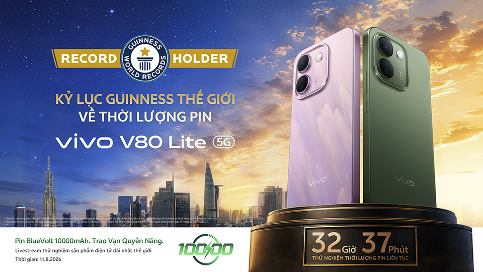 Mẫu smartphone sắp bán ở Việt Nam lập kỷ lục Guinness về thời lượng pin sử dụng liên tục
