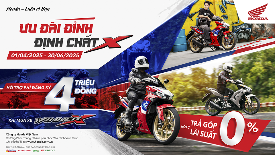 Honda Việt Nam tặng lệ phí đăng ký 4 triệu đồng cho người mua Winner X
