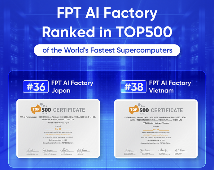 Hai nhà máy AI của FPT lọt top 500 siêu máy tính thế giới