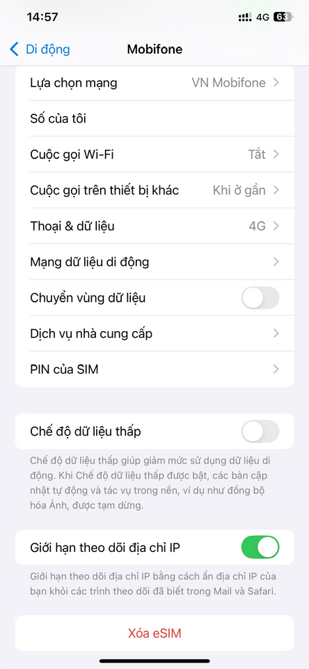 Cách kiểm tra số nào đang dùng eSIM trên iPhone