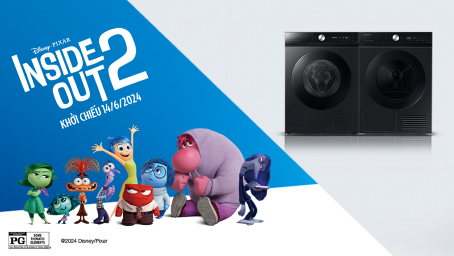 Samsung hợp tác cùng Disney và Pixar quảng bá máy giặt sấy Bespoke AI trong bộ phim “Inside Out 2”