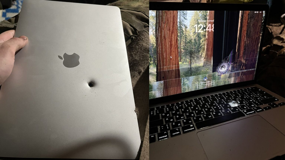 MacBook Air bị trúng mảnh đạn pháo vẫn hoạt động được