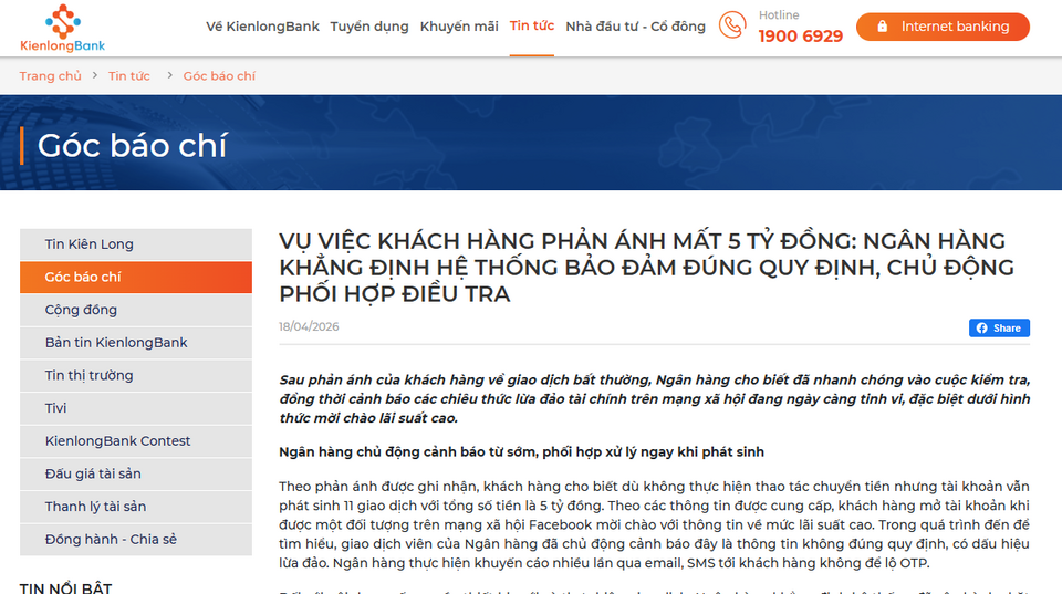 Lỗ hổng bảo mật nào trong vụ khách hàng KienlongBank mất 5 tỷ?