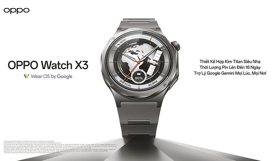 Oppo Watch X3 mở bán ở Việt Nam giá 13 triệu đồng: khung titan siêu nhẹ, chip kép, pin 5 ngày