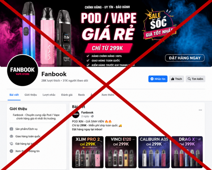 Lập fanpage Facebook bán pod/vape giá rẻ để lừa đảo 2,7 tỷ đồng