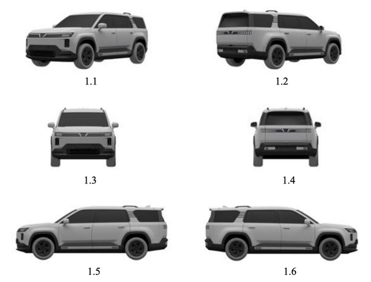 VinFast đăng ký kiểu dáng hai SUV điện cỡ lớn, kích thước ngang VF 9, dáng như Land Rover