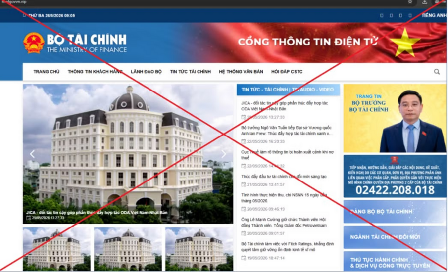 Xuất hiện hàng loạt trang giả mạo Bộ Tài chính để lừa đảo người dân
